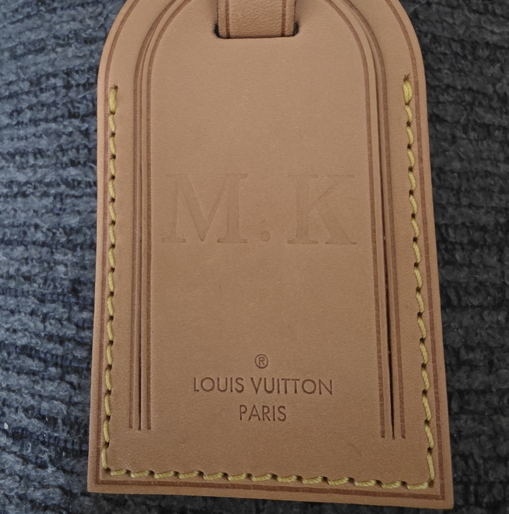 Authentic Louis Vuitton Brown Leather Luggage Tag